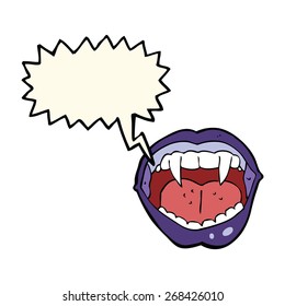 cartoon vampire mouth with speech bubble