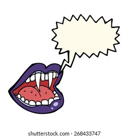 cartoon vampire mouth with speech bubble