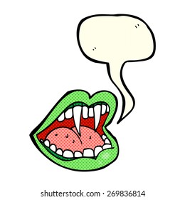 cartoon vampire mouth with speech bubble