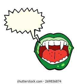 cartoon vampire mouth with speech bubble