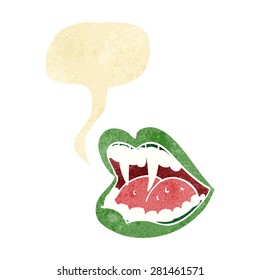 boca de vampiros de caricatura con burbuja de habla