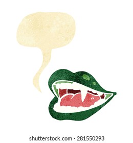 cartoon vampire mouth with speech bubble