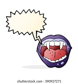 cartoon vampire mouth with speech bubble