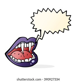 cartoon vampire mouth with speech bubble