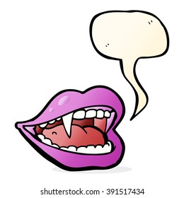 boca de vampiros de caricatura con burbuja de habla