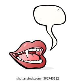 cartoon vampire mouth with speech bubble