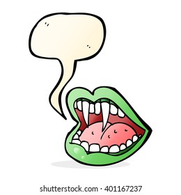 boca de vampiros de caricatura con burbuja de habla