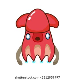 Cartoon Vampire Octopus illustration isolated on white background