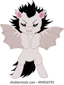 Cartoon vampire pegasus.