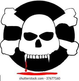 A cartoon vampire skull vector drawing