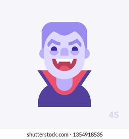 Cartoon vampire  with a smile. Modern simple and clear design. Vector icon in flat style.