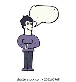 cartoon vampire with speech bubble