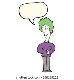 cartoon vampire with speech bubble