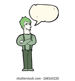 cartoon vampire with speech bubble
