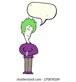 cartoon vampire with speech bubble