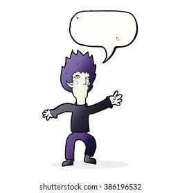cartoon vampire with speech bubble