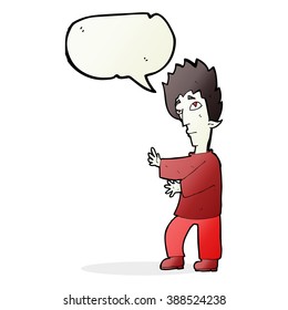 cartoon vampire with speech bubble