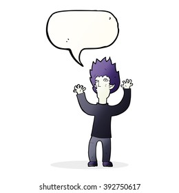 cartoon vampire with speech bubble