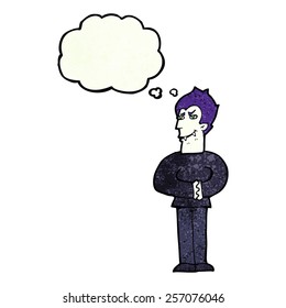 cartoon vampire with thought bubble