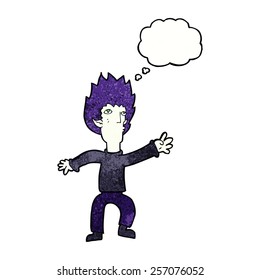 cartoon vampire with thought bubble