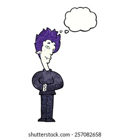cartoon vampire with thought bubble