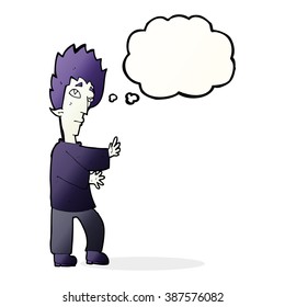 cartoon vampire with thought bubble