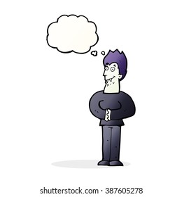 cartoon vampire with thought bubble