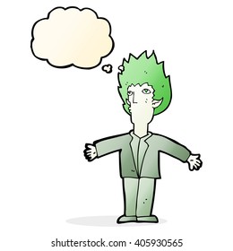 cartoon vampire with thought bubble