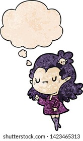 Cartoon-Vampir mit Gedankenblase im Grunge-Stil