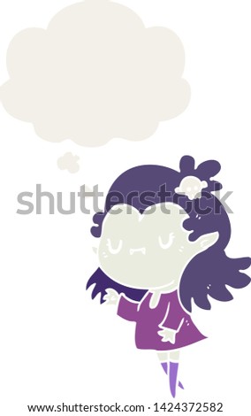cartoon vampire with thought bubble in retro style