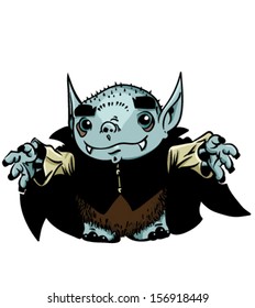 Cartoon vampire - Vector clip art illustration on white background