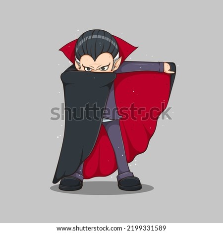 cartoon vampire. Vector clip art illustration with simple gradient. All in one layer.