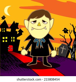 Cartoon Vampire. Vector illustration. halloween