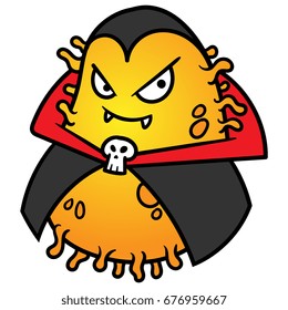 Cartoon Vampire Virus or Bacteria Vector Illustration