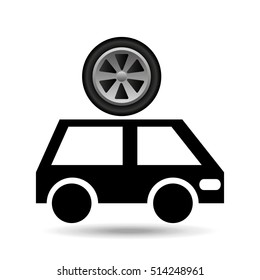 cartoon van car wheel icon design vector illustration eps 10