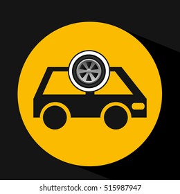 cartoon van car wheel icon design vector illustration eps 10