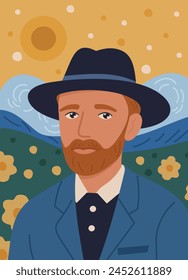 Cartoon Van Gogh. Vektorillustration.