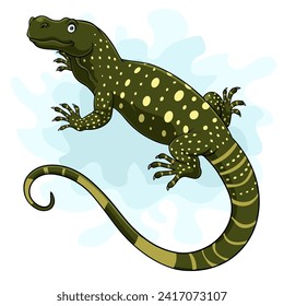 Cartoon Varanus Salvadori auf weißem Hintergrund