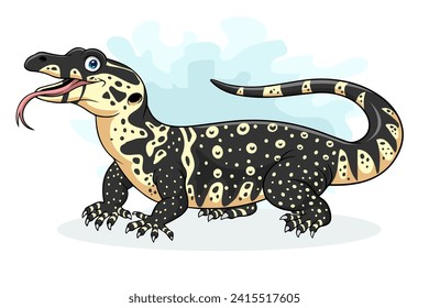 Cartoon Varanus salvator on white background