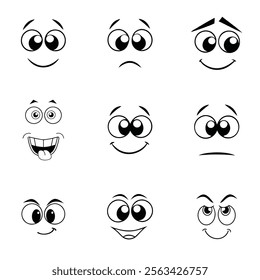 Cartoon Various Emotional Face Expression Vector Illustration On White Background
