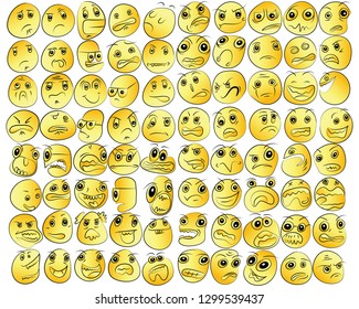 Cartoon of various face expressions