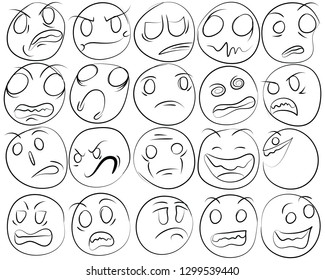 Cartoon of various face expressions