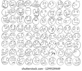 Cartoon of various face expressions