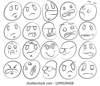 Cartoon of various face expressions