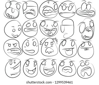 Cartoon of various face expressions