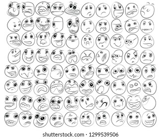Cartoon of various face expressions