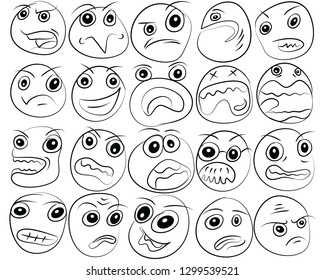 Cartoon of various face expressions