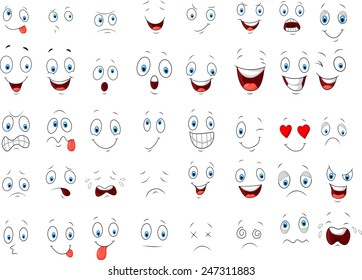 Cartoon Of Various Face Expressions