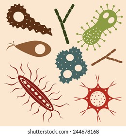 Cartoon various microbes. Vector illustration