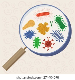 Cartoon various pathogens and microbes. Vector illustration